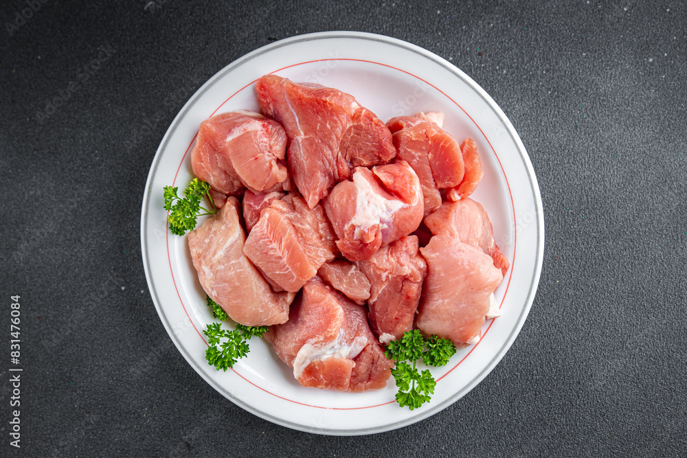 pork raw meat pulp fresh cooking meal food snack on the table copy space food background rustic top view pork raw meat pulp fresh cooking meal food snack on the table copy space food background rustic top view