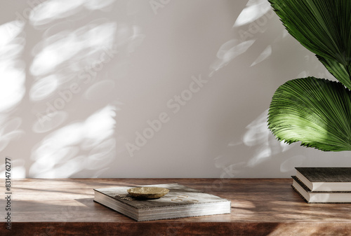 Poster, wall mockup in interior background with old grunge furniture, 3d render