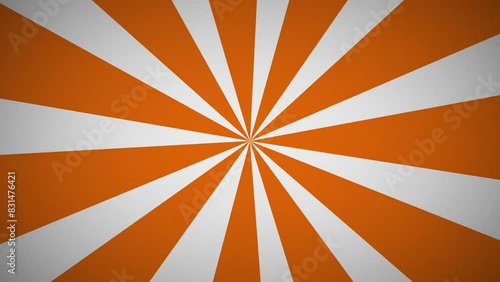 Orange Rotating Sunburst on white Background with cartoon rays in 4K
