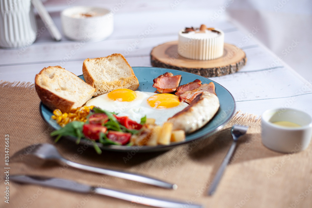 fried eggs with bacon and cheese fried eggs with bacon and cheese