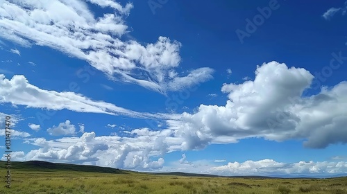Scenery Captured by Canon: Blue Sky, White Clouds, and Grassland's Natural Beauty © FU