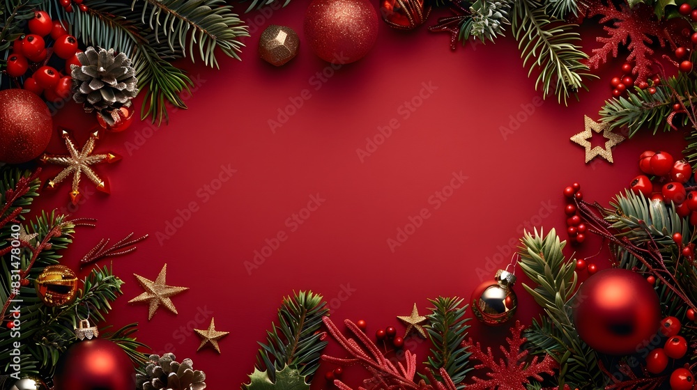 Merry Christmas sign banner frame with empty space and festive decoration Merry Christmas sign banner frame with empty space and festive decoration