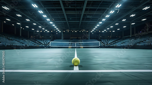 Tennis court with empty stands graphic