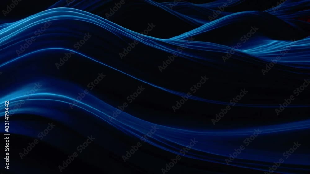 Waves that resemble fiber optic cables, with blue light traveling along the curves and bends of the wave patterns, 4K black background High-Quality Animation Video Waves that resemble fiber optic cables, with blue light traveling along the curves and bends of the wave patterns, 4K black background High-Quality Animation Video