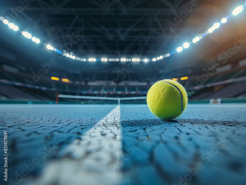 Tennis court with empty stands graphic photo