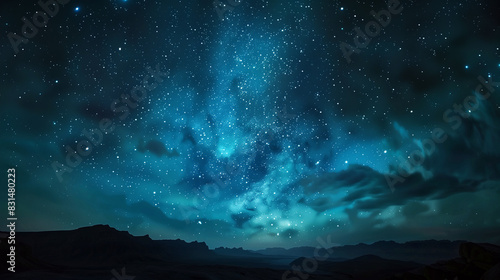 A starry night sky with a blue moon