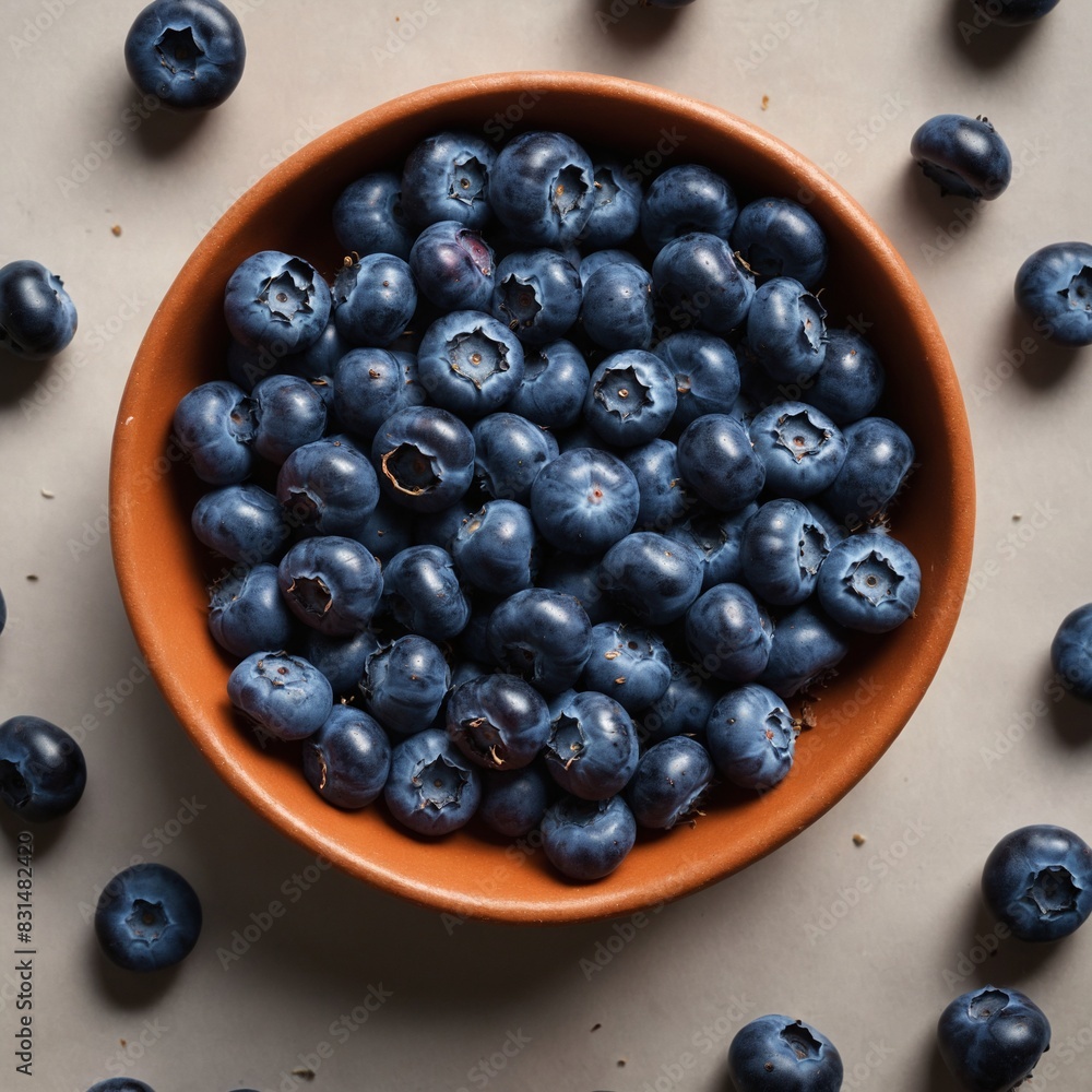 Fresh raw blueberry in basket box. Top view flat lay Fresh raw blueberry in basket box. Top view flat lay