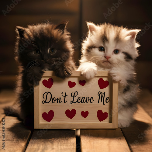 Adorable Kittens with Heartfelt 'Don't Leave Me' Message: A Call for Love and Companionship