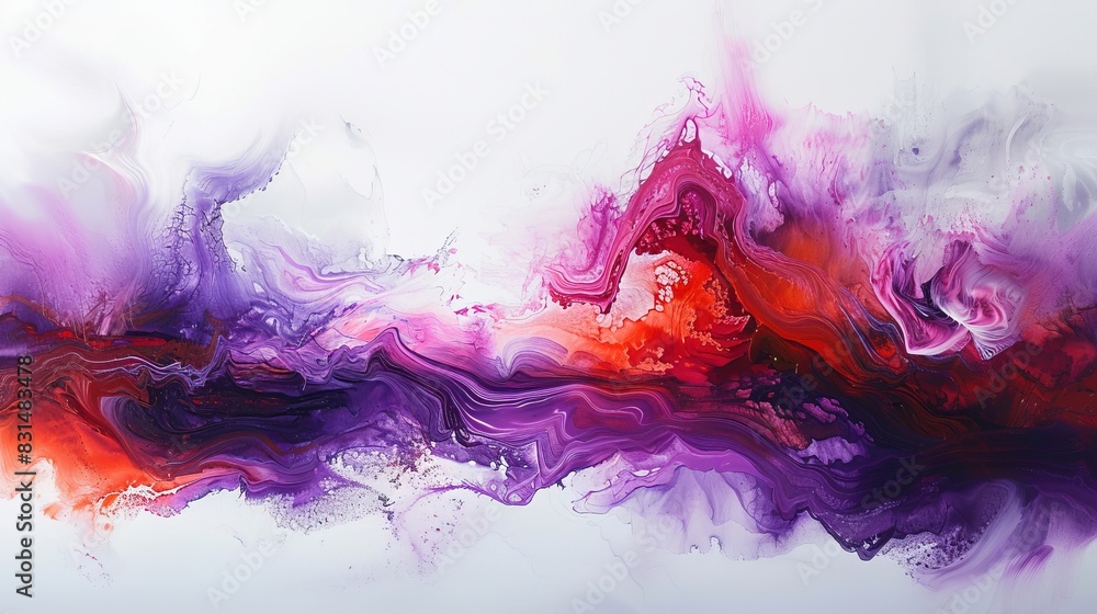 Fototapeta premium Creative wave pattern with glossy finish in a purple and red palette background
