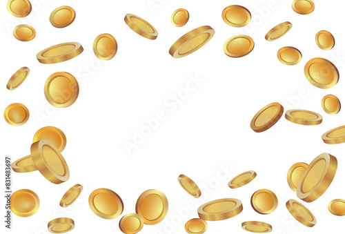 Gold coins on white background