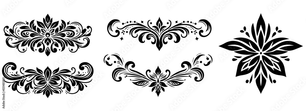 Naklejka premium intricate floral ornament designs in vector