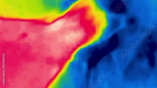 Hygienics and disinfection. Washing hands with cold water. Image from thermal imager device.