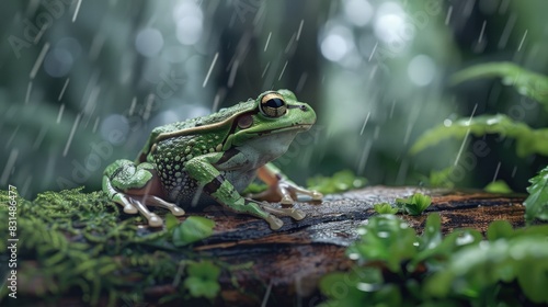 Pacific tree frog in rainy habitat, small, vocal. photo