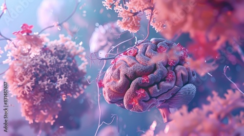 Animated video showing the progression of Alzheimer's disease in the human brain. photo