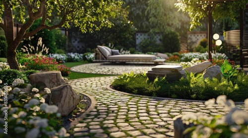 3D-printed landscaping elements customizing outdoor spaces. photo