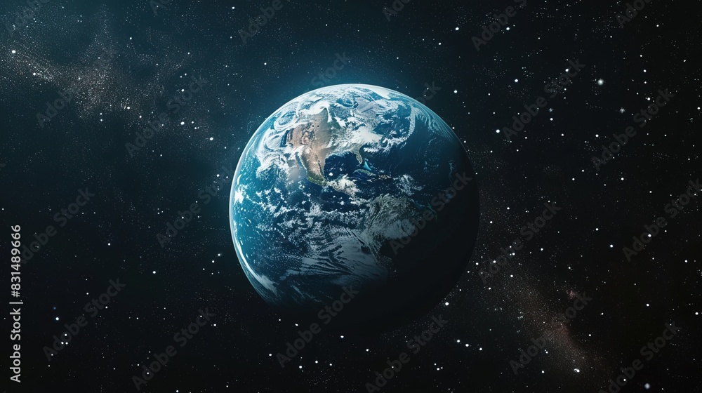 Obraz premium World suspended in starlit darkness. Earth’s serene view from the void