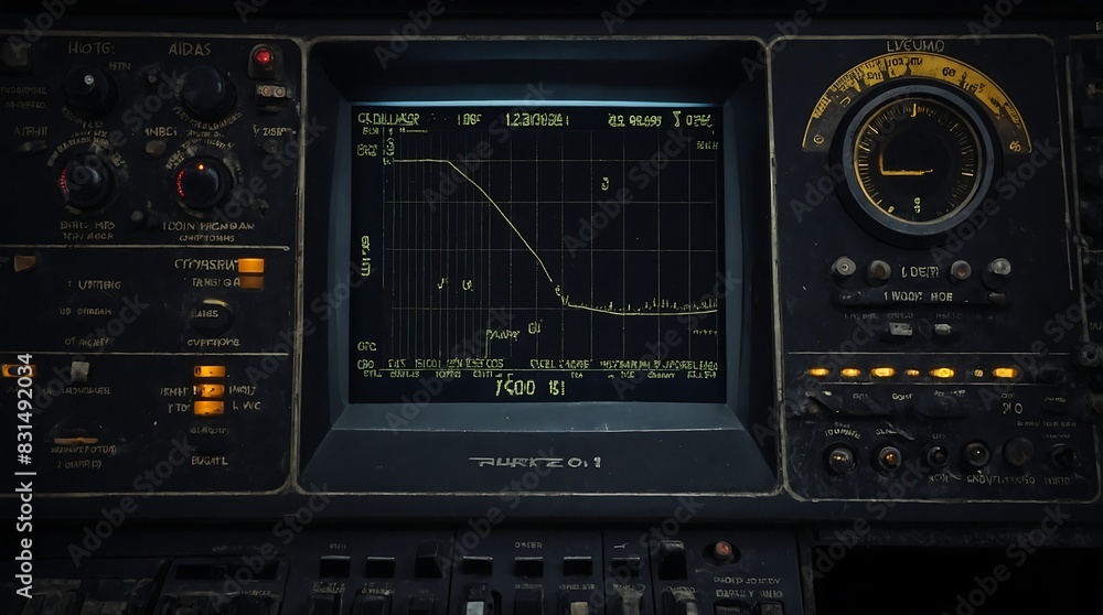close up of a radar monitor that is dirty with dust, AI generative close up of a radar monitor that is dirty with dust, AI generative