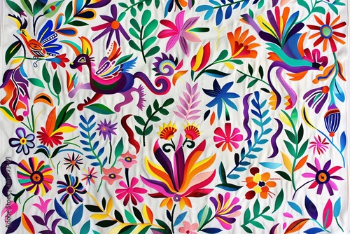 Otomi Embroidery Mexican Textile Pattern