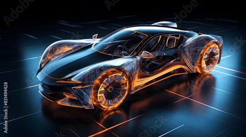 Futuristic Neon Sports Car Design © Team