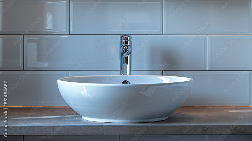 White Sink with Chrome Faucet White Sink with Chrome Faucet