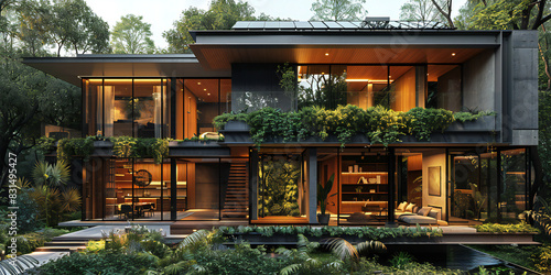 Modern Family Home with Solar Panels © Tharshan