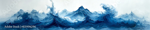 Blue Wave on White Background photo