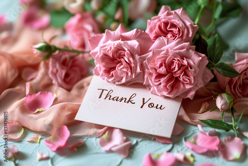 Pink Flower Thank You Card