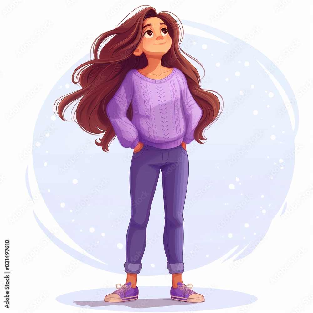 Cartoon Joyful, happy girl. High quality photo. Generated by AI Cartoon Joyful, happy girl. High quality photo. Generated by AI
