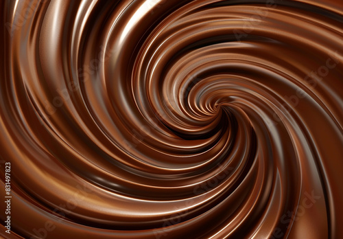 Photo of brown sweet melted chocolate swirl