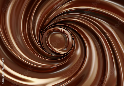 Photo of brown sweet melted chocolate swirl