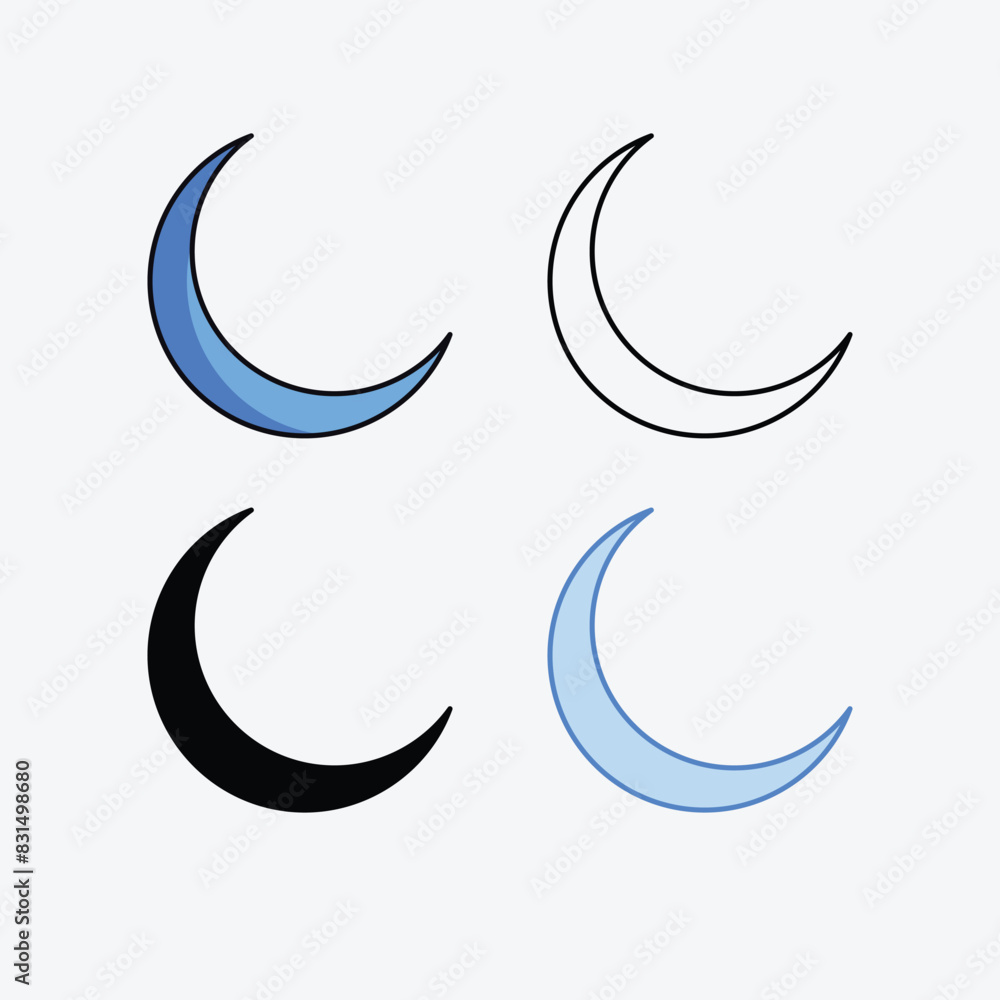 Crescent Moon icons vector stock illustration