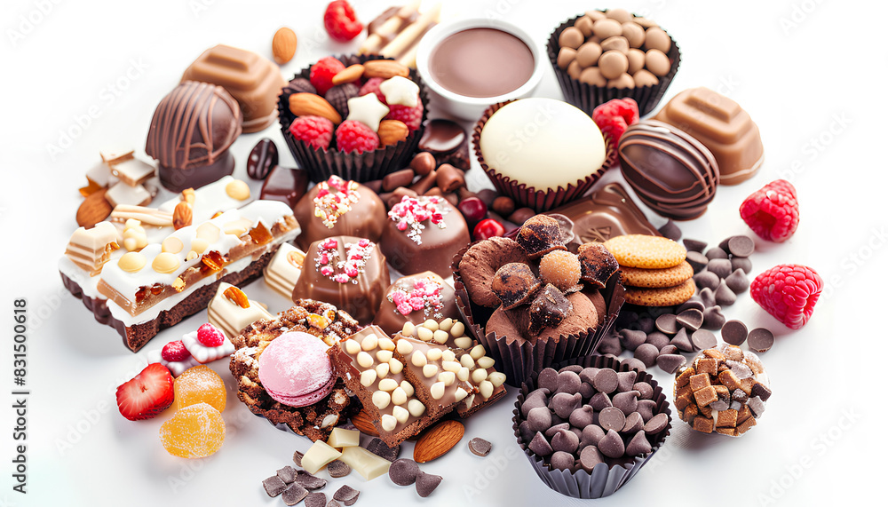 sweets on table on white background sweets on table on white background