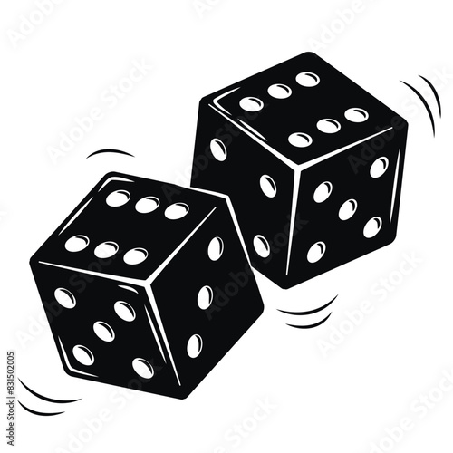 Pair of black dice to gamble or gambling. vector icon for casino apps and websites