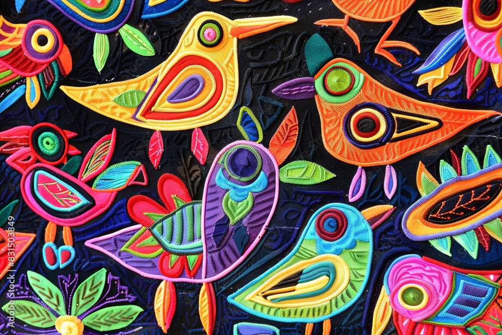 Molas from Panama Kuna Islands Bright Colorful Birds Molas from Panama Kuna Islands Bright Colorful Birds