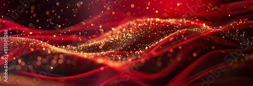 Gold particles, vague red flag texture, abstract automotive software development related elements photo
