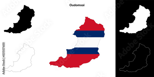 Oudomxai province outline map set photo