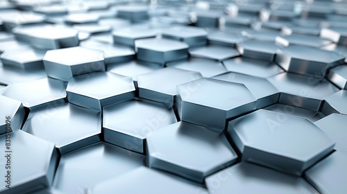 Shimmering Interlocking Hexagons Abstract Background with Reflective Surface
