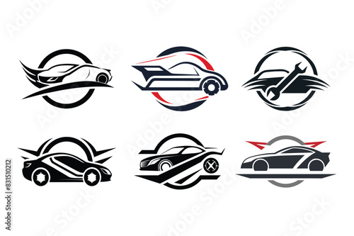 racing car icons set on white background - vector illustration