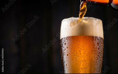Glass of cold beer with foam
