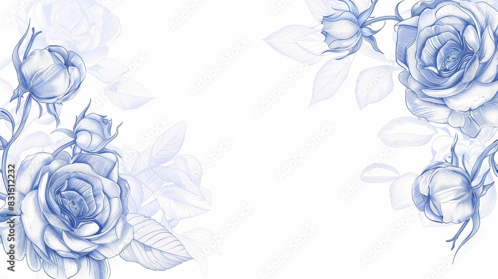 Delicate Blue Roses on White Background, Generative AI Delicate Blue Roses on White Background, Generative AI