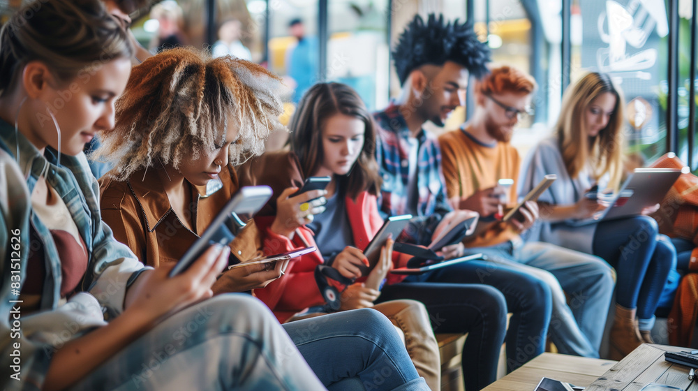 Diverse Group of Youth Using Smartphones - Great for Digital Lifestyle and Social Media Usage Diverse Group of Youth Using Smartphones - Great for Digital Lifestyle and Social Media Usage