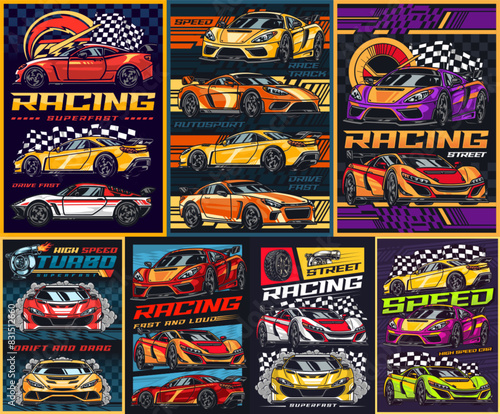 Racing industry colorful set flyers