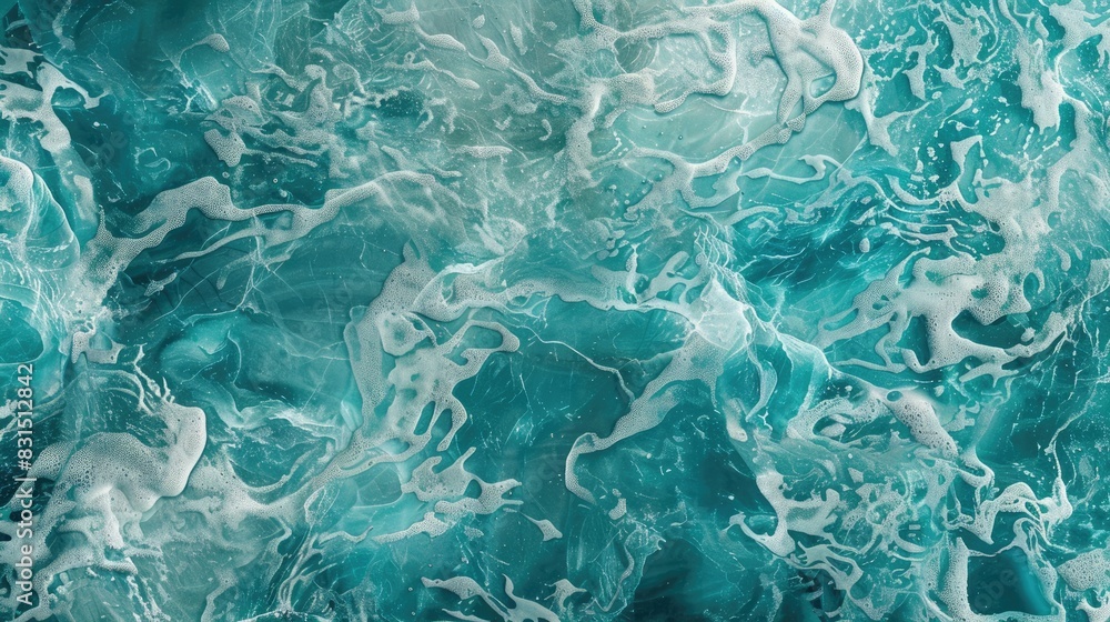 Fototapeta premium Rippled Water in Swimming Pool with Aqua Tone Marble Detail for Interior and Exterior Decoration Natural Aqua Green Marble Texture Background