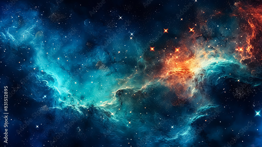 Fototapeta premium A serene blue and white scene with stars and clouds