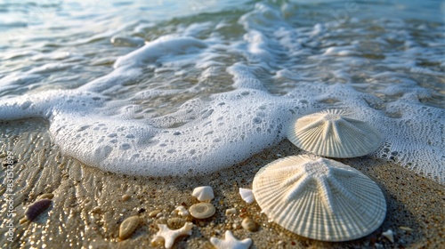 Sand Dollars and Seafoam on the Shore photo