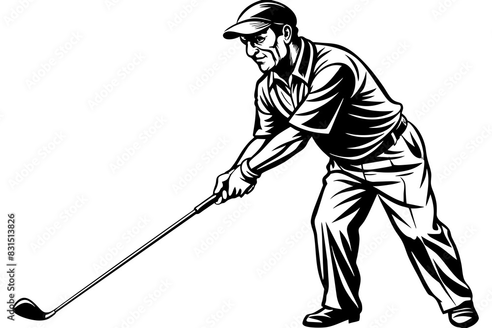 Playing golf silhouette vector illustration Playing golf silhouette vector illustration