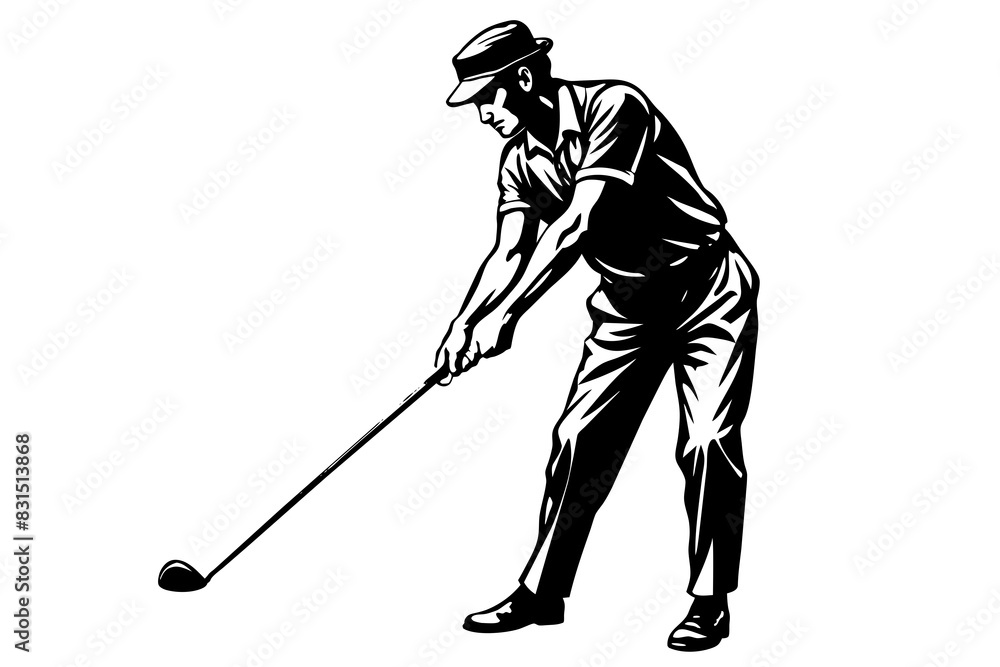 Playing golf silhouette vector illustration