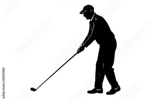 Playing golf silhouette vector illustration