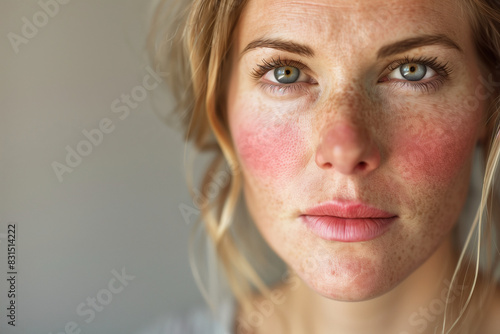 Woman after successful rosacea treatment. Laser treatment of skin problem. Dermatology problem.