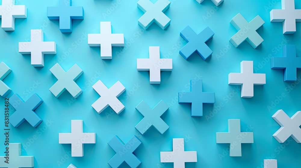 Obraz premium Simplified Abstract Blue Medical Crosses